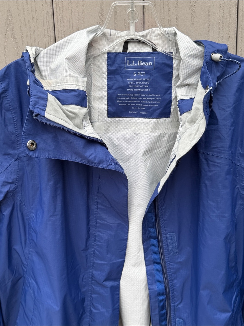 L.L. Bean Royal Blue Hooded Trench Coat - Picture 6 of 10